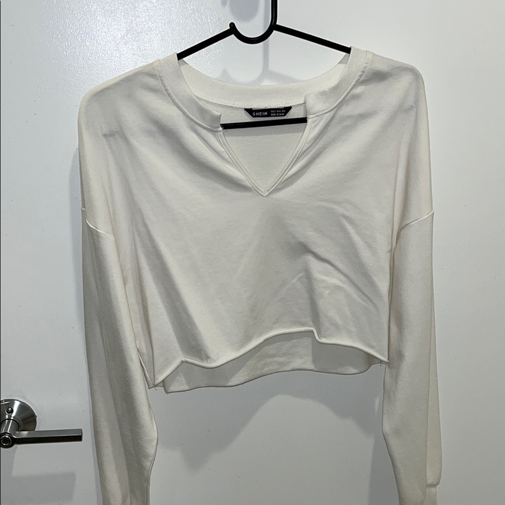 Shein Women's White Long Sleeve Top